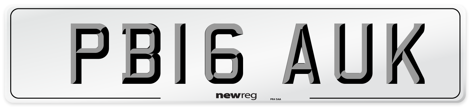 PB16 AUK Number Plate from New Reg